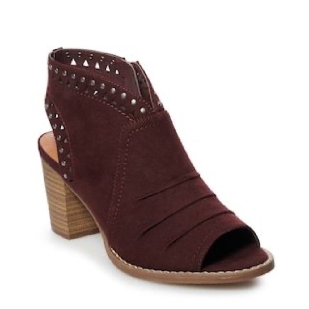 Sonoma Women's Burgundy Purple Peep-Toe Block Heel Sandals 8.5